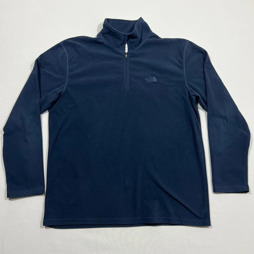 The North Face TKA 100 Fleece 1/4 Zip Pullover Navy‎ Blue Outdoor Mens XL